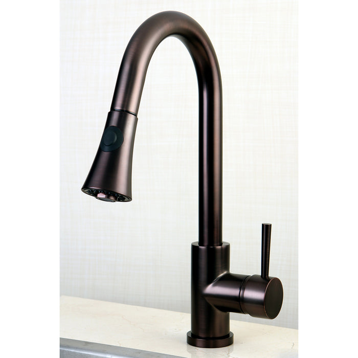 Concord LS8725DL Single-Handle 1-Hole Deck Mount Pull-Down Sprayer Kitchen Faucet, Oil Rubbed Bronze