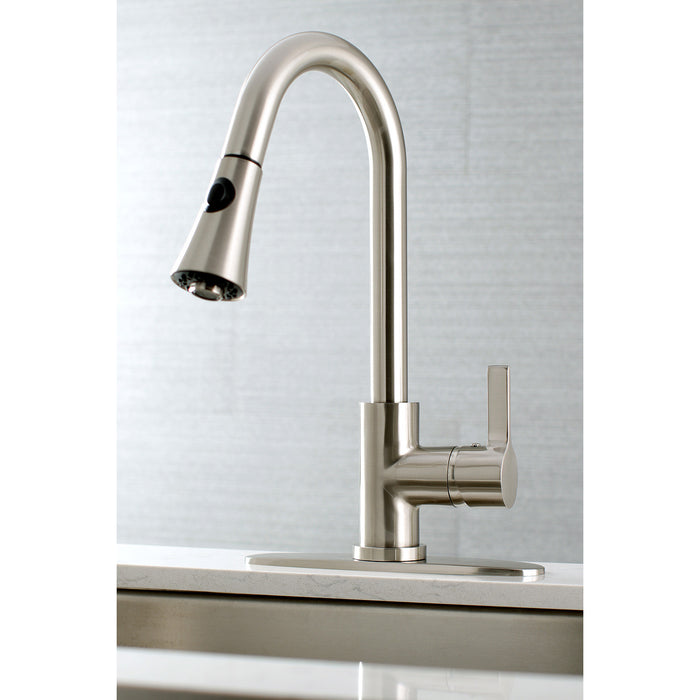 Continental LS8728CTL Single-Handle 1-Hole Deck Mount Pull-Down Sprayer Kitchen Faucet, Brushed Nickel