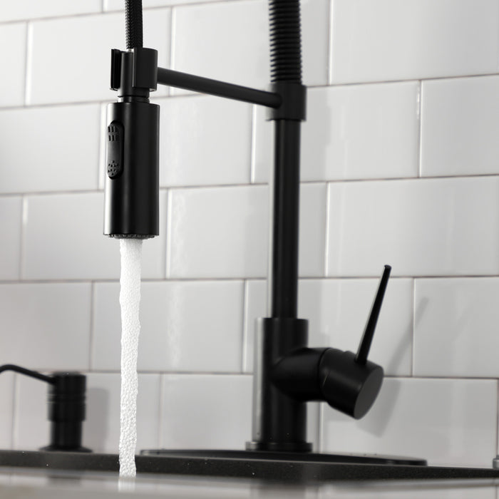 New York LS8770NYL Single-Handle 1-Hole Deck Mount Pre-Rinse Kitchen Faucet, Matte Black