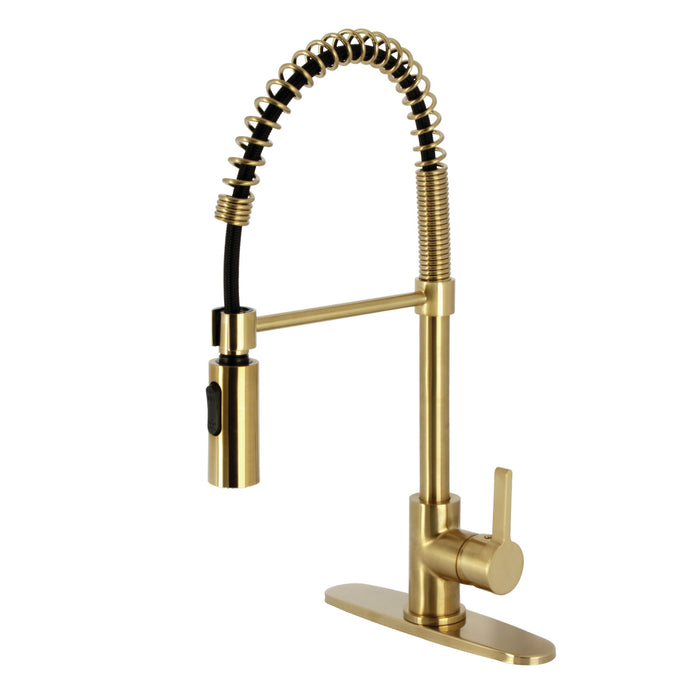 Continental LS8773CTL Single-Handle 1-Hole Deck Mount Pre-Rinse Kitchen Faucet, Brushed Brass