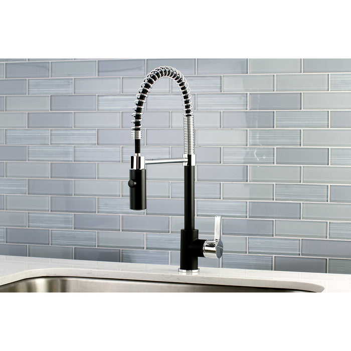 Continental LS8777CTL Single-Handle 1-Hole Deck Mount Pre-Rinse Kitchen Faucet, Matte Black/Polished Chrome