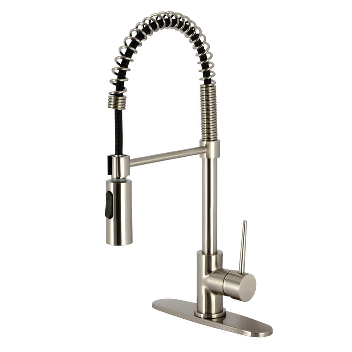 New York LS8778NYL Single-Handle 1-Hole Deck Mount Pre-Rinse Kitchen Faucet, Brushed Nickel
