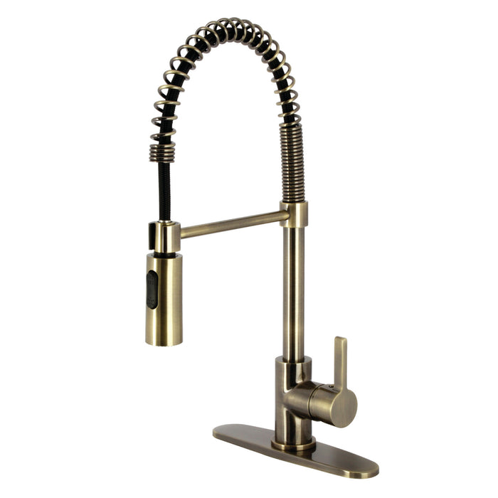 Continental LS877CTLAB Single-Handle 1-Hole Deck Mount Pre-Rinse Kitchen Faucet, Antique Brass