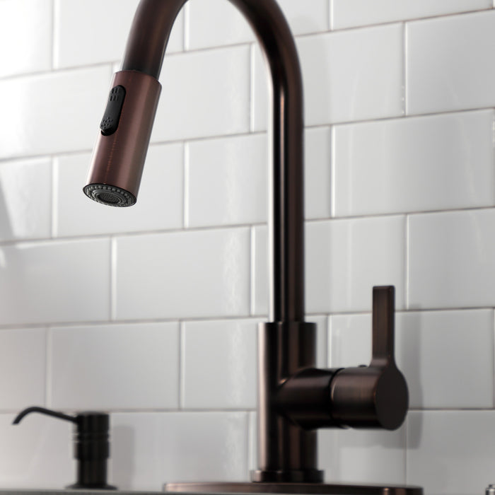 Continental LS8785CTL Single-Handle 1-Hole Deck Mount Pull-Down Sprayer Kitchen Faucet, Oil Rubbed Bronze