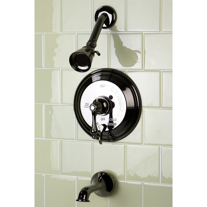 Water Onyx NB36300AL Single-Handle 3-Hole Wall Mount Tub and Shower Faucet, Black Stainless Steel