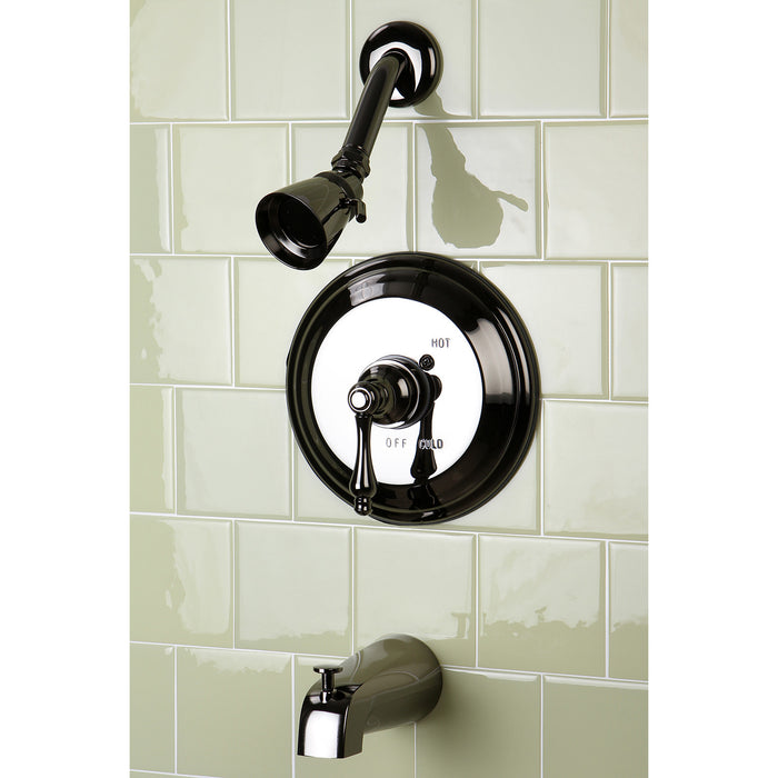 Water Onyx NB3630AL Single-Handle 3-Hole Wall Mount Tub and Shower Faucet, Black Stainless Steel