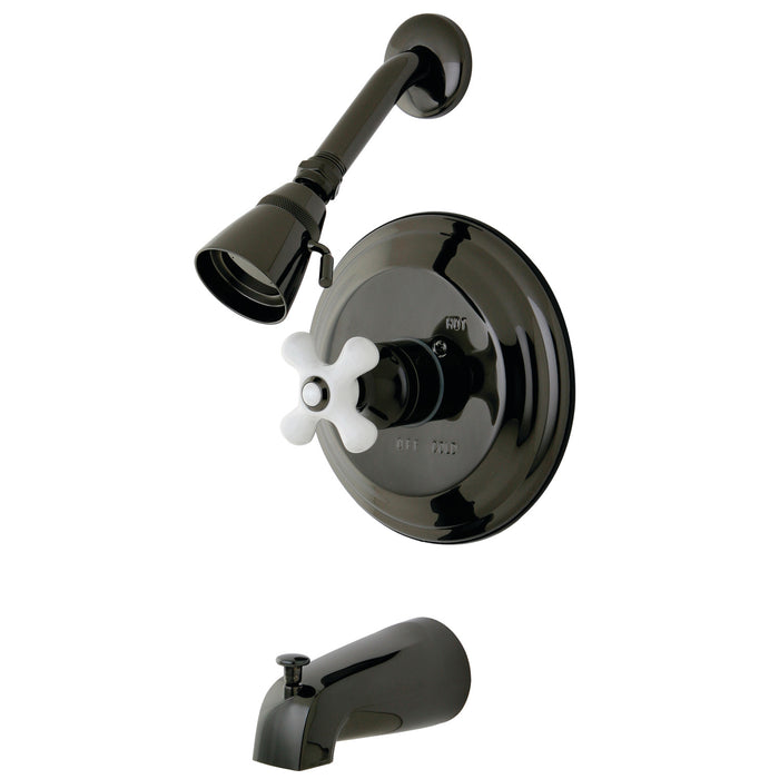 Water Onyx NB3630PX Single-Handle 3-Hole Wall Mount Tub and Shower Faucet, Black Stainless Steel