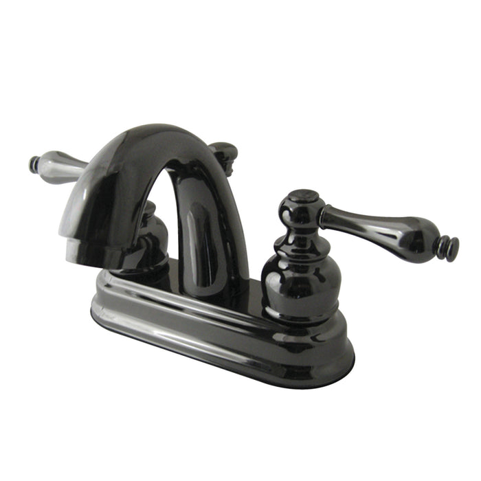Water Onyx NB5610AL Two-Handle 3-Hole Deck Mount 4" Centerset Bathroom Faucet with Plastic Pop-Up, Black Stainless Steel