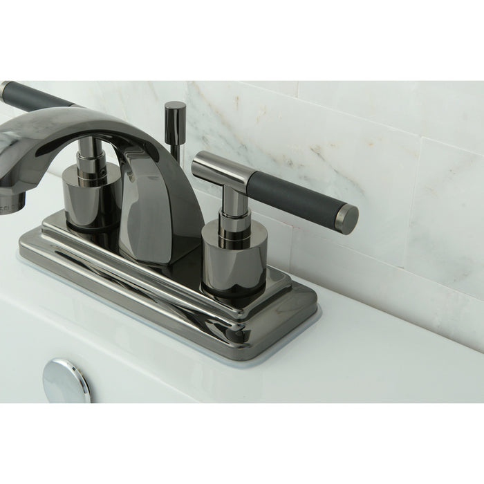 Water Onyx NS4640DKL Two-Handle 3-Hole Deck Mount 4" Centerset Bathroom Faucet with Brass Pop-Up, Black Stainless Steel