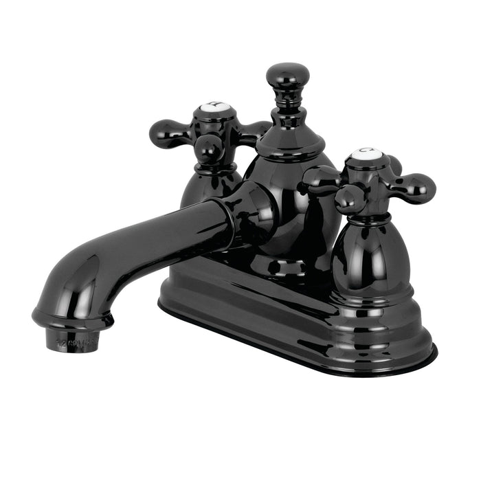 Water Onyx NS7000AX Two-Handle 3-Hole Deck Mount 4" Centerset Bathroom Faucet with Brass Pop-Up, Black Stainless Steel