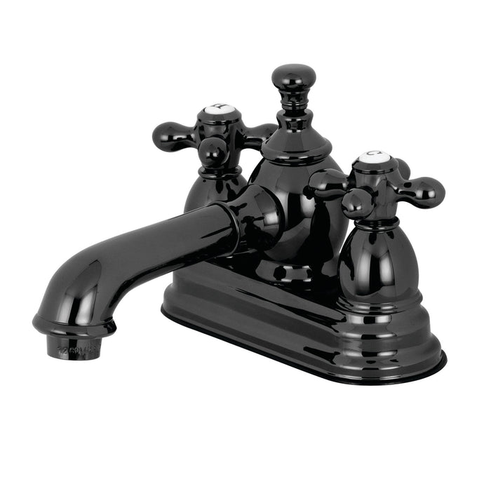 Kingston Heirloom NS7010AX - Water Onyx Double-Handle 3-Hole Deck Mount 4-Inch Centerset Bathroom Faucet with Brass Pop-Up, Black Stainless Steel