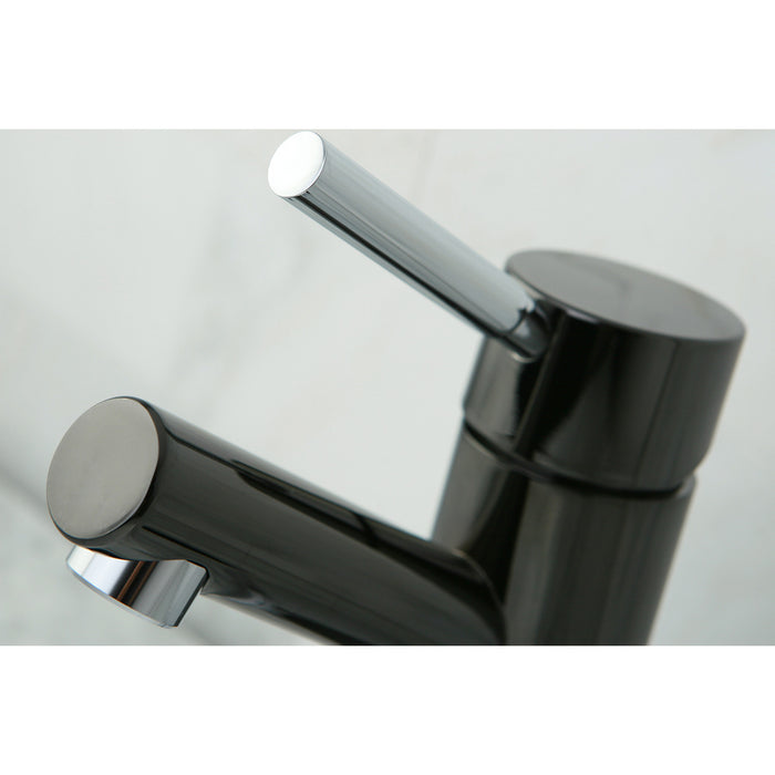 Water Onyx NS8427DL Single-Handle 1-or-3 Hole Deck Mount Bathroom Faucet with Brass Pop-Up, Black Stainless Steel/Polished Chrome