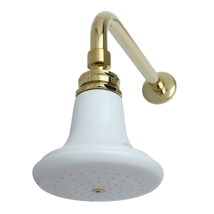 Victorian P50PBCK 5-1/8 Inch Ceramic Shower Head with 12-Inch Shower Arm, Polished Brass