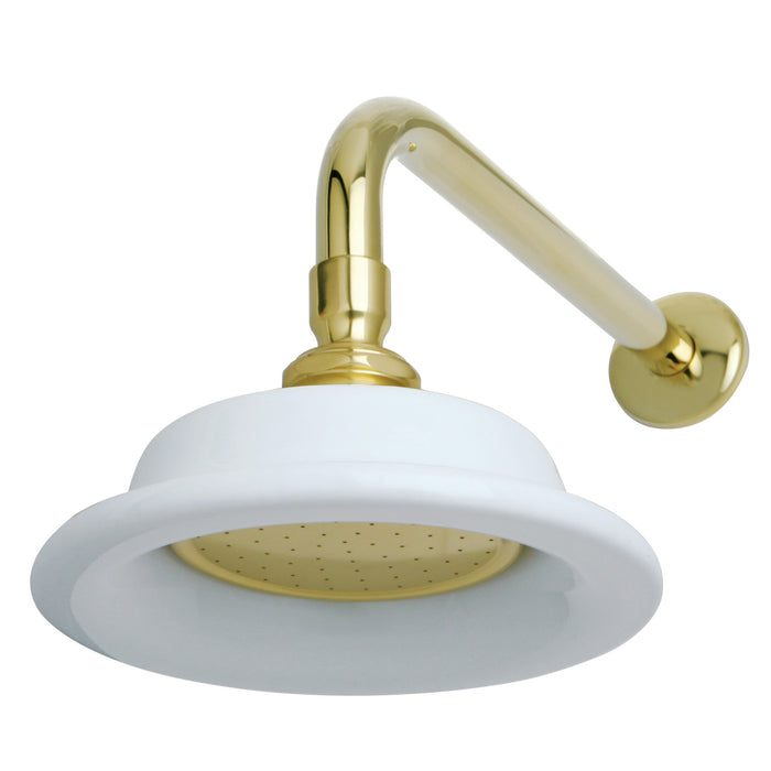 Victorian P60PBCK 6-1/4 Inch Ceramic Shower Head with 12-Inch Shower Arm, Polished Brass