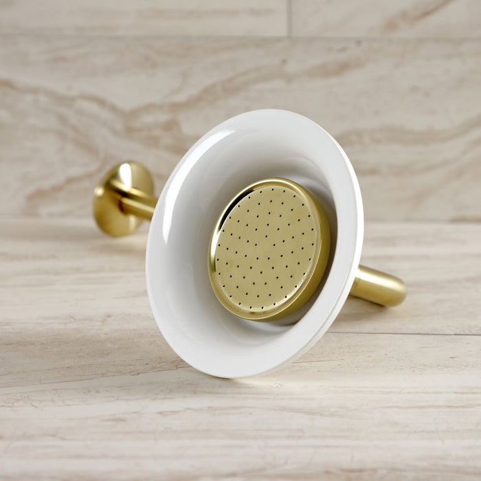 Kingston Heirloom P60SBCK - Victorian 6-5/16-Inch Sunflower Raindrop Ceramic Shower Head with 12-Inch Shower Arm, Brushed Brass