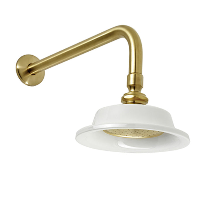 Kingston Heirloom P60SBCK - Victorian 6-5/16-Inch Sunflower Raindrop Ceramic Shower Head with 12-Inch Shower Arm, Brushed Brass