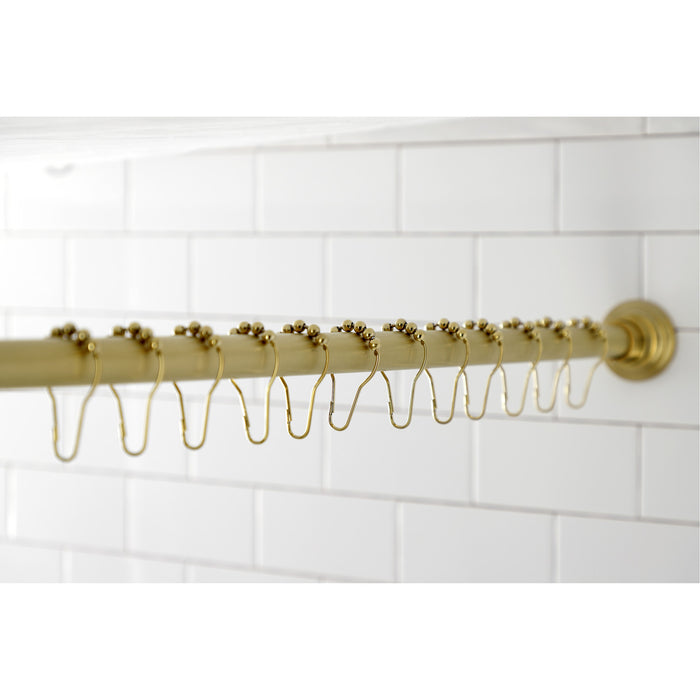 Edenscape SRK607 60-Inch to 72-Inch Adjustable Shower Curtain Rod with Rings Combo, Brushed Brass