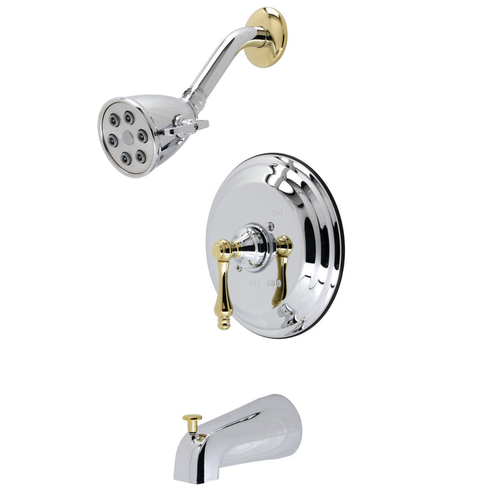 VB3634ALT Single-Handle 3-Hole Wall Mount Tub and Shower Faucet Trim Only, Polished Chrome/Polished Brass