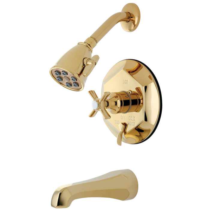 Millennium VB46320ZX Two-Handle 3-Hole Wall Mount Tub and Shower Faucet, Polished Brass