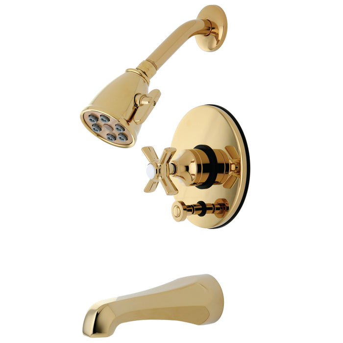 Millennium VB86920ZX Single-Handle 3-Hole Wall Mount Tub and Shower Faucet, Polished Brass