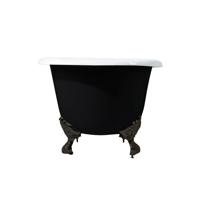 Aqua Eden VBTND663013NB5 66-Inch Cast Iron Double Ended Clawfoot Tub (No Faucet Drillings), Black/White/Oil Rubbed Bronze
