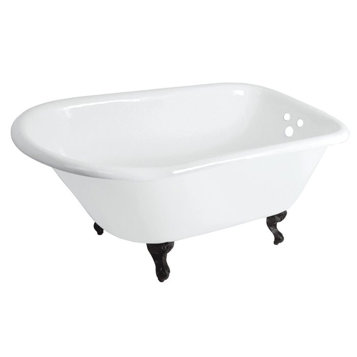 Aqua Eden VCT3D483018NT0 48-Inch Cast Iron Roll Top Clawfoot Tub with 3-3/8 Inch Wall Drillings, White/Matte Black