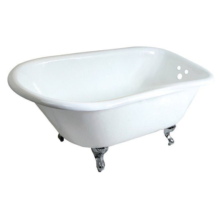 Aqua Eden VCT3D483018NT1 48-Inch Cast Iron Roll Top Clawfoot Tub with 3-3/8 Inch Wall Drillings, White/Polished Chrome