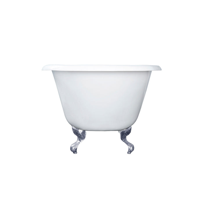 Aqua Eden VCT3D543019NT1 54-Inch Cast Iron Roll Top Clawfoot Tub with 3-3/8 Inch Wall Drillings, White/Polished Chrome