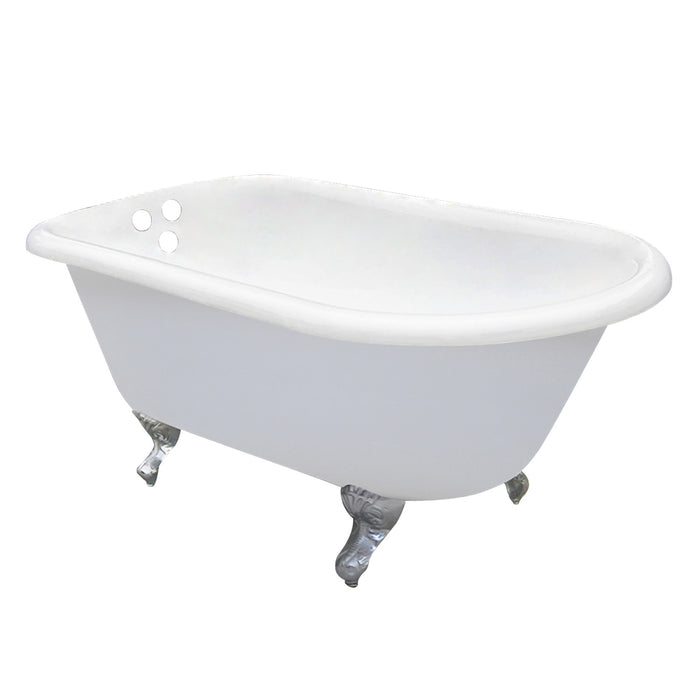 Aqua Eden VCT3D543019NT1 54-Inch Cast Iron Roll Top Clawfoot Tub with 3-3/8 Inch Wall Drillings, White/Polished Chrome