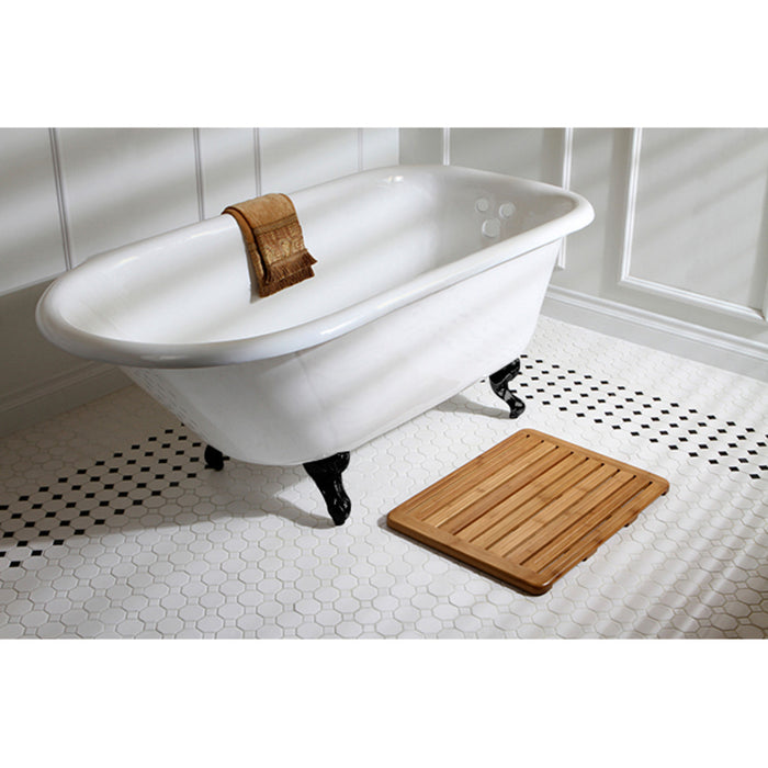 Aqua Eden VCT3D663019NT0 66-Inch Cast Iron Roll Top Clawfoot Tub with 3-3/8 Inch Wall Drillings, White/Matte Black