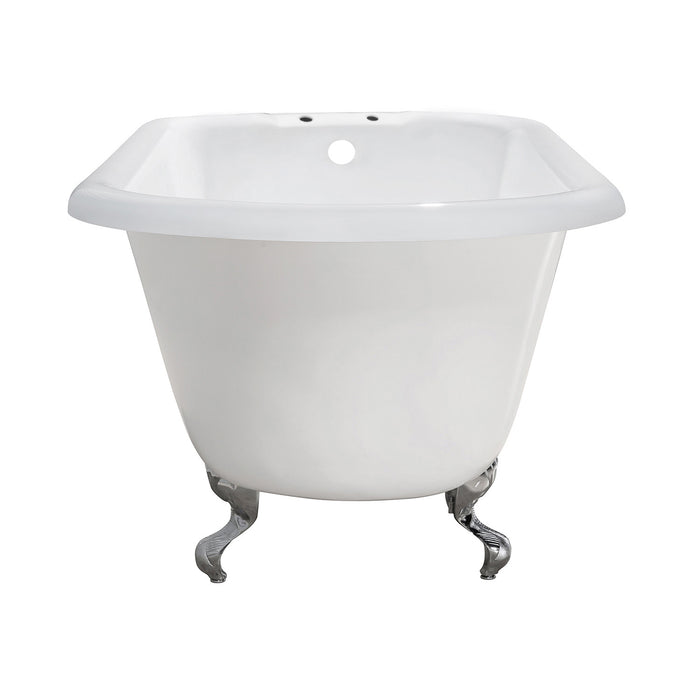 Aqua Eden VCT7D483117W1 48-Inch Cast Iron Roll Top Clawfoot Tub with 7-Inch Faucet Drillings, White/Polished Chrome