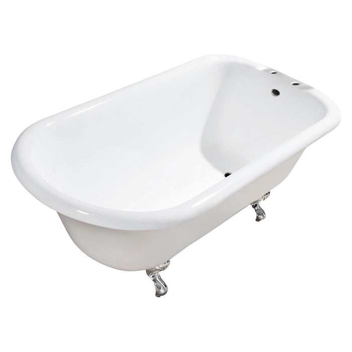 Aqua Eden VCT7D483117W1 48-Inch Cast Iron Roll Top Clawfoot Tub with 7-Inch Faucet Drillings, White/Polished Chrome