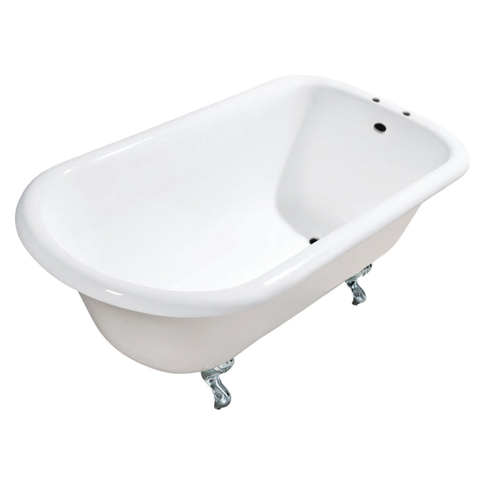 Aqua Eden VCT7D543019W1 54-Inch Cast Iron Roll Top Clawfoot Tub with 7-Inch Faucet Drillings, White/Polished Chrome