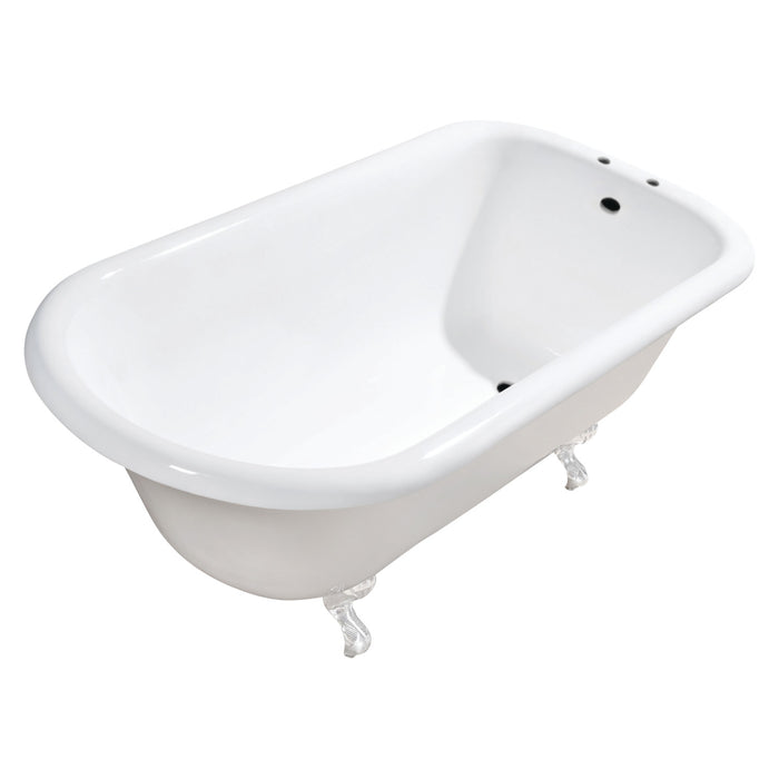 Aqua Eden VCT7D543019WH 54-Inch Cast Iron Roll Top Clawfoot Tub with 7-Inch Faucet Drillings, White