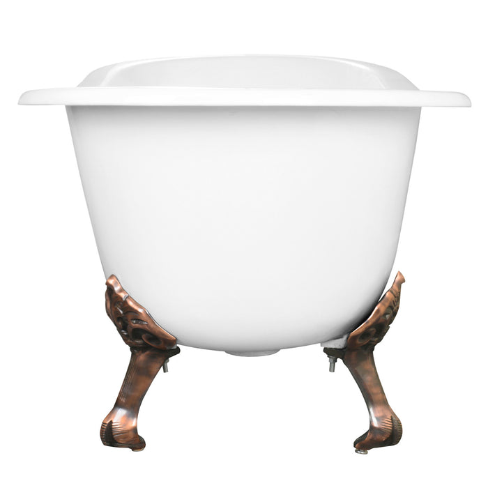 Tazatina VCT7D5431B5 54-Inch Cast Iron Single Slipper Clawfoot Tub with 7-Inch Faucet Drillings, White/Oil Rubbed Bronze