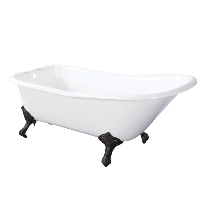 Aqua Eden VCT7D6630NF0 67-Inch Cast Iron Single Slipper Clawfoot Tub with 7-Inch Faucet Drillings, White/Matte Black