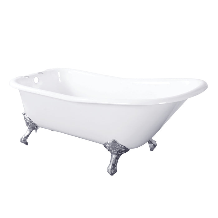 Aqua Eden VCT7D6630NF1 67-Inch Cast Iron Single Slipper Clawfoot Tub with 7-Inch Faucet Drillings, White/Polished Chrome