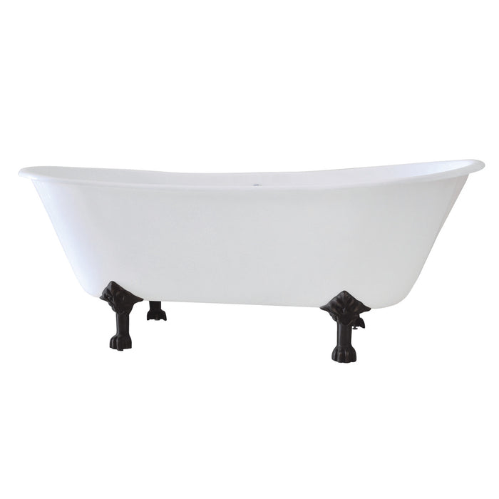 Aqua Eden VCT7D6728NH0 67-Inch Cast Iron Double Slipper Clawfoot Tub with 7-Inch Faucet Drillings, White/Matte Black