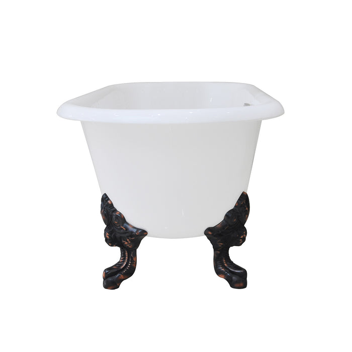 Aqua Eden VCTDE7232NL5 72-Inch Cast Iron Double Ended Clawfoot Tub (No Faucet Drillings), White/Oil Rubbed Bronze