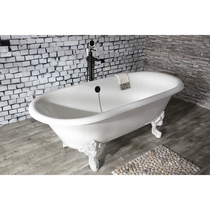 Aqua Eden VCTDE7232NLW 72-Inch Cast Iron Double Ended Clawfoot Tub (No Faucet Drillings), White