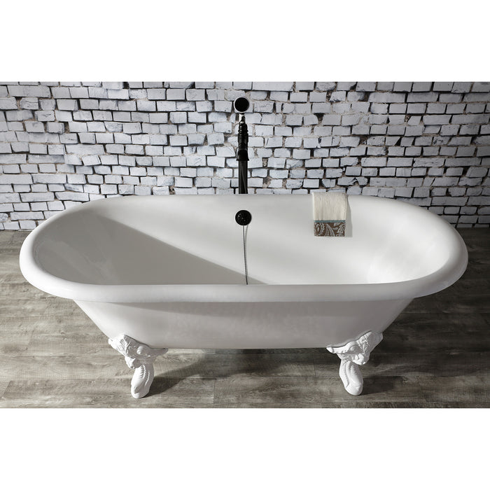 Aqua Eden VCTDE7232NLW 72-Inch Cast Iron Double Ended Clawfoot Tub (No Faucet Drillings), White