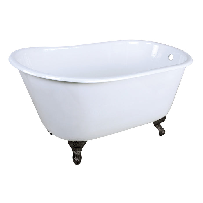 Onamia VCTND4828NT0 48-Inch Cast Iron Single Slipper Clawfoot Tub (No Faucet Drillings), White/Matte Black