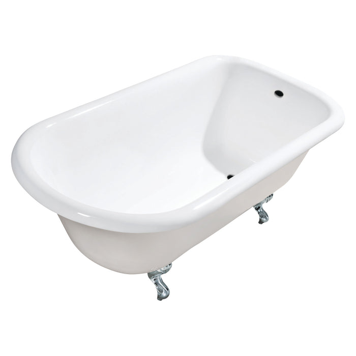 Aqua Eden VCTND483117W1 48-Inch Cast Iron Roll Top Clawfoot Tub (No Faucet Drillings), White/Polished Chrome