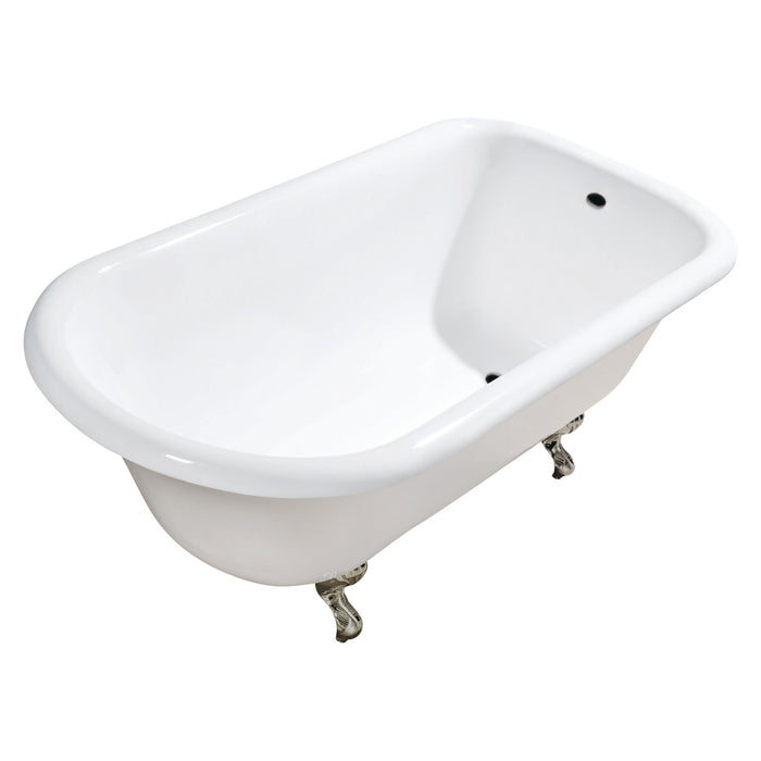 Aqua Eden VCTND483117W8 48-Inch Cast Iron Roll Top Clawfoot Tub (No Faucet Drillings), White/Brushed Nickel