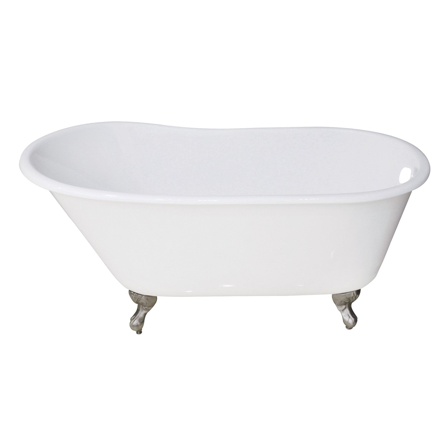 Aqua Eden VCTND5328NT1 53-Inch Cast Iron Single Slipper Clawfoot Tub (No  Faucet Drillings), White/Polished Chrome