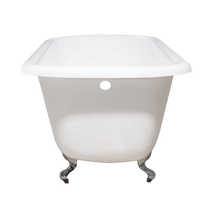 Aqua Eden VCTND543019W1 54-Inch Cast Iron Roll Top Clawfoot Tub (No Faucet Drillings), White/Polished Chrome