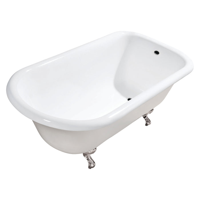 Aqua Eden VCTND543019W6 54-Inch Cast Iron Roll Top Clawfoot Tub (No Faucet Drillings), White/Polished Nickel