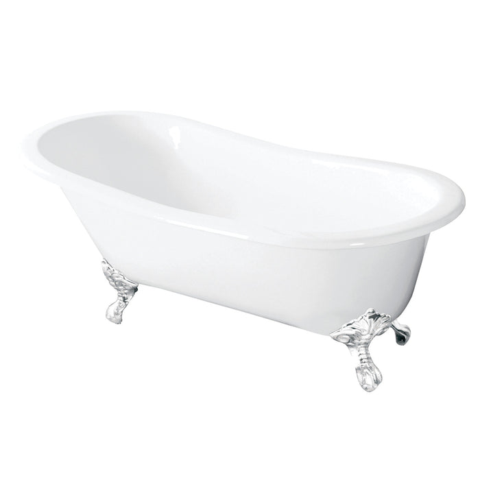Tazatina VCTND5431BW 54-Inch Cast Iron Single Slipper Clawfoot Tub (No Faucet Drillings), White/White