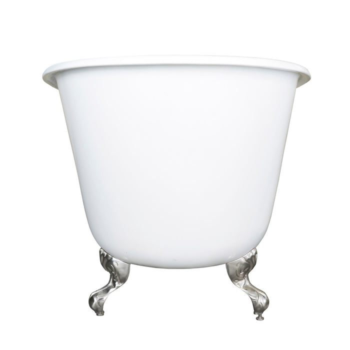 Onamia VCTND5728NT1 57-Inch Cast Iron Single Slipper Clawfoot Tub (No Faucet Drillings), White/Polished Chrome