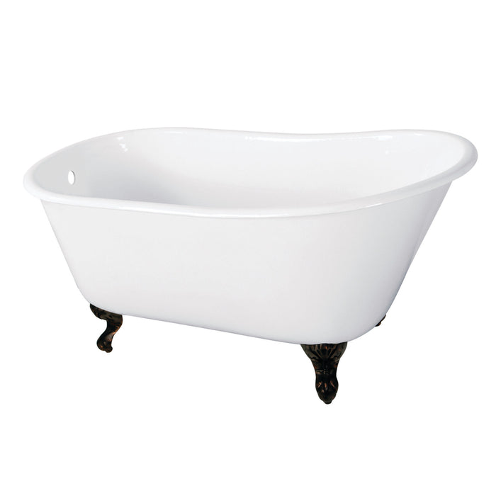 Onamia VCTND5728NT5 57-Inch Cast Iron Single Slipper Clawfoot Tub (No Faucet Drillings), White/Oil Rubbed Bronze